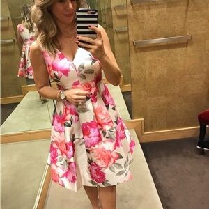 Eliza J Floral Pink and White Dress